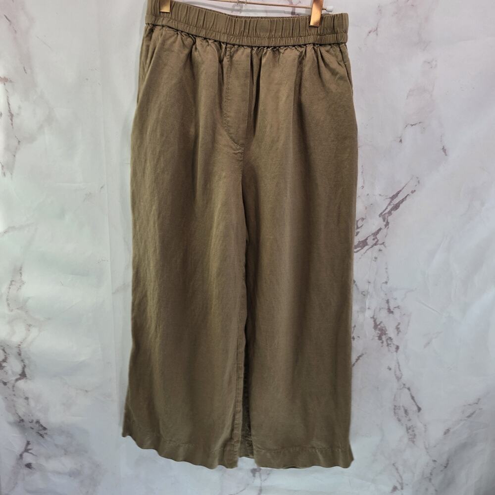 & Other Stories Pants Womens 8 Medium Brown Linen High Rise Wide Leg Crop